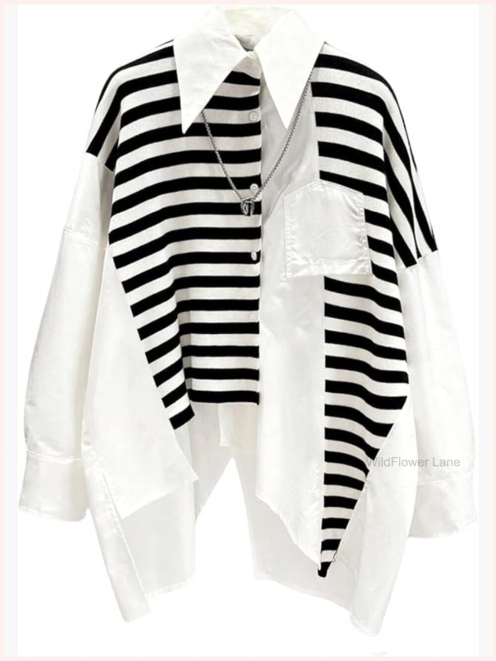 Plus Size Button Down Blouse Asymmetrical Wrap Long Sleeve Work Top